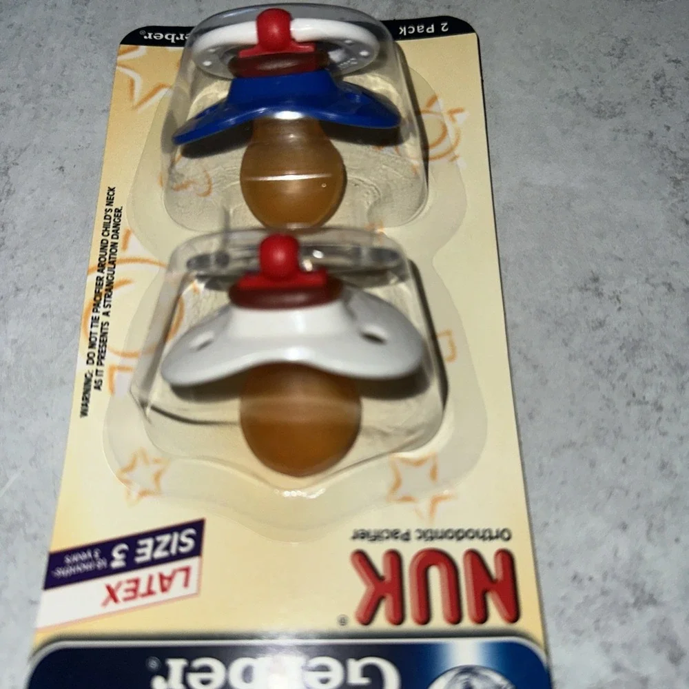 Gerber NUK Orthodontic Pacifiers Size 3 Toddler 18M+ 2 Pack Rubber Latex Blue